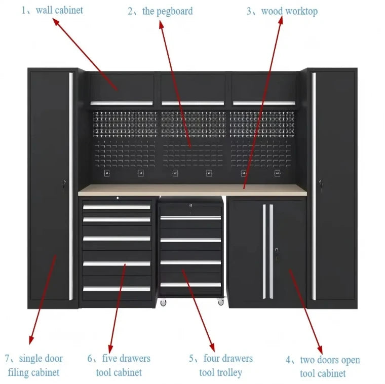 China Manufacturer's Heavy Duty Modular Workbench Tool Cabinet OBM Customizable Steel Workshop Cabinet Wholesale Garage Storage